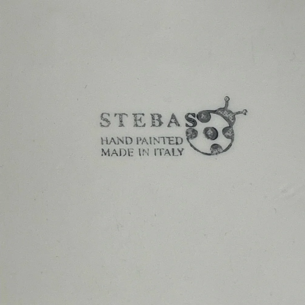 Stebas Hand Painted Italian Fruit Plates Pear Apple Wall Decor Set of 2